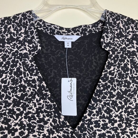 Reitmans Sleeveless Tiered Dress Flowy Black & White Print Chiffon Size Medium - Picture 5 of 8